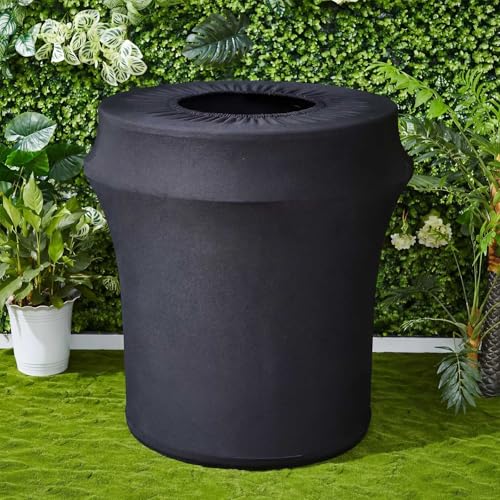 Image of Tanlade 10 Pcs 55 Gallon Stretch Trash Can Spandex Cover Outdoor Waste Garbage Can Spandex Covers for Indoor Kitchen Outdoor Round Waste Container Bin, Without Trash Bin (Black)