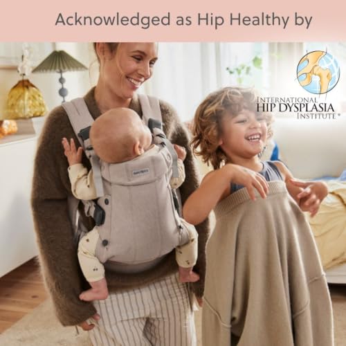 Image of BabyBjorn Baby Carrier Harmony, Woven melange, Light Beige | 3-in-1 Ergonomic Baby Carrier; Newborn, Facing-in, Outward-Facing, and Back Carrying Positions Supported (7-40 lbs), Newborn to Toddler