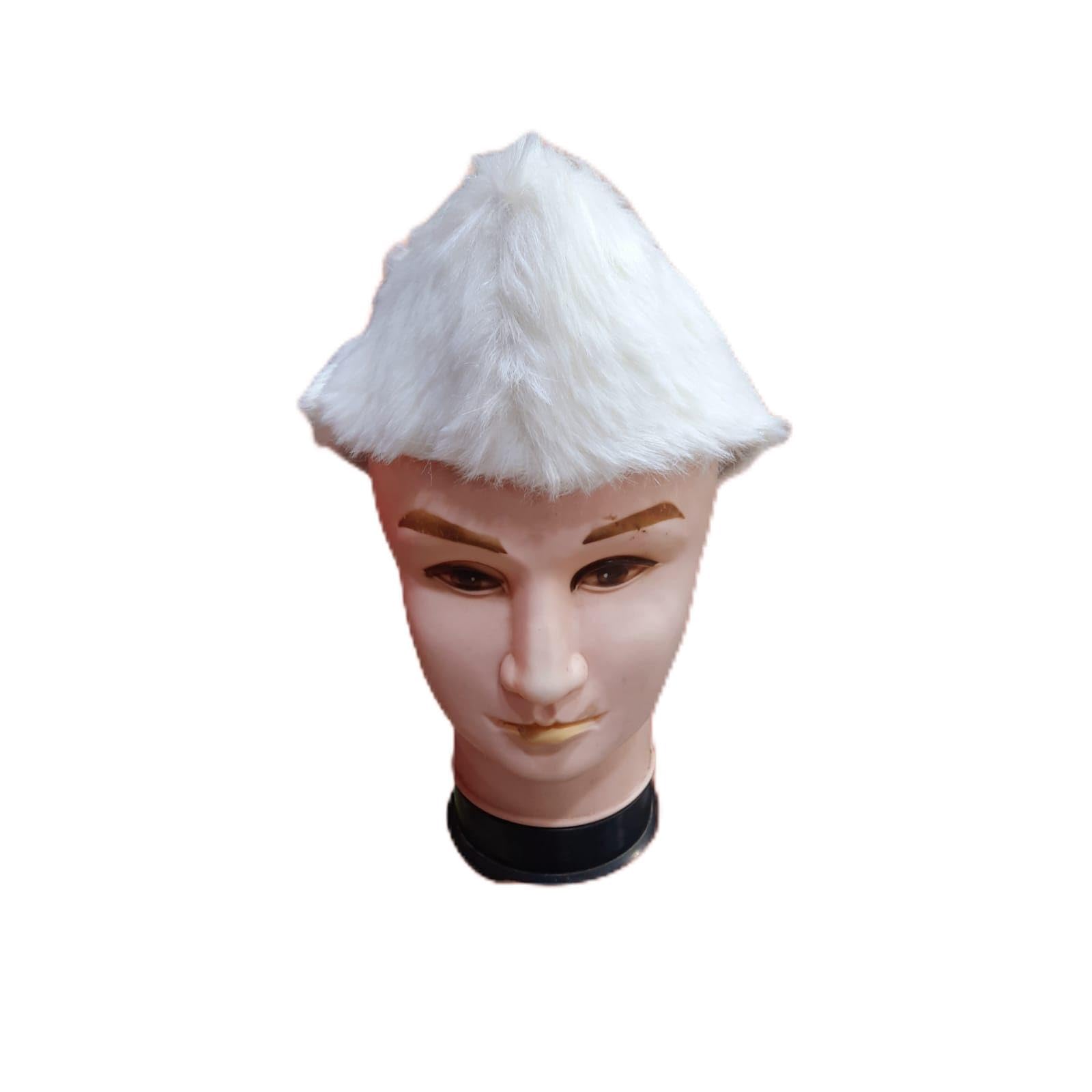 Bani Thani® Traditional Handstitched Ready to Wear Typical Maharashtrain Heavy Quality White Fur Cap Topi for Enagement/Wedding Fur Cap Freesize