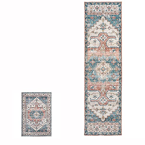 Decomall Fineen Rug Set For Kitchen, 2.5X9' Runner Rugs For Hallway Kitchen Lobby & Door Mat 2'X3' Throw Rugs For Entryway Entrance #TOP16