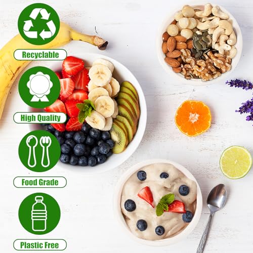 Cuencos de bagazo compostables de 8 oz, pack 100 boles biodegradables para comida calientes 6