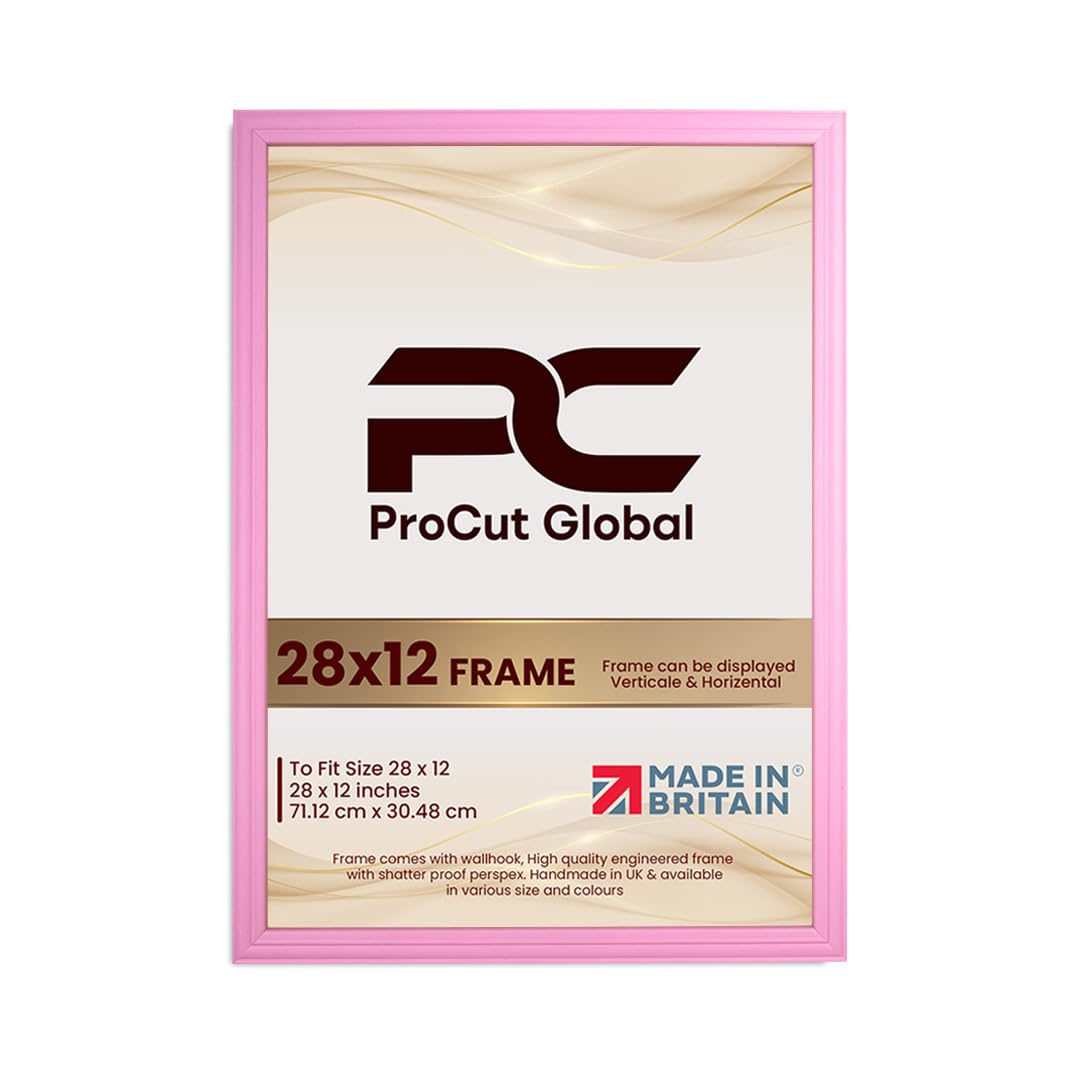 Procut Global 28x12 Pastel Pink Picture Frames - Classic Wooden Photo Frame with Shatterproof Perspex for Wall or Tabletop - Perfect for Posters, Certificates & Prints - Sizes & Colors Available โ image 1