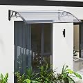 Window Awning Door Canopy,Door Awnings Exterior,Silent Material Aluminum Alloy Bracket Easy to Install Polycarbonate Hollow Sheet for Uv Rain Snow Protection,Ideal for Windows,Doors,Commercial (Color