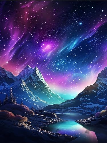 Diamond Painting 5D Paysage d'Aurora - Kit Peinture Diamant Rond 30x40 cm