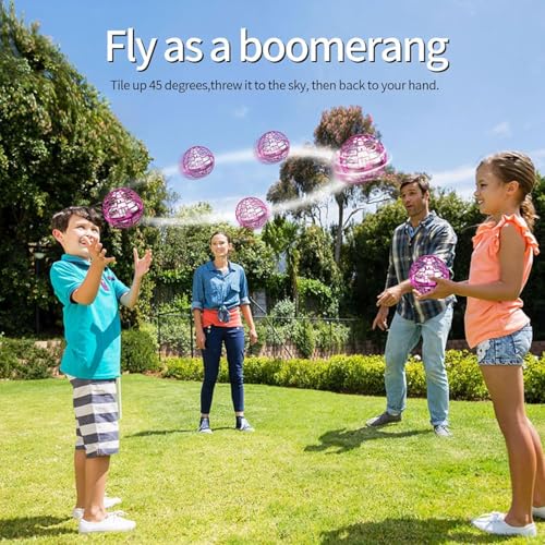 Image of Magic Flying Orb Spinner Toy for Kids - Pink Color | Hand Sensor Rechargeable LED Flying Ball | Hover Drone Boomerang Spinner Toy for Boys & Girls 6-12 Years (Black)