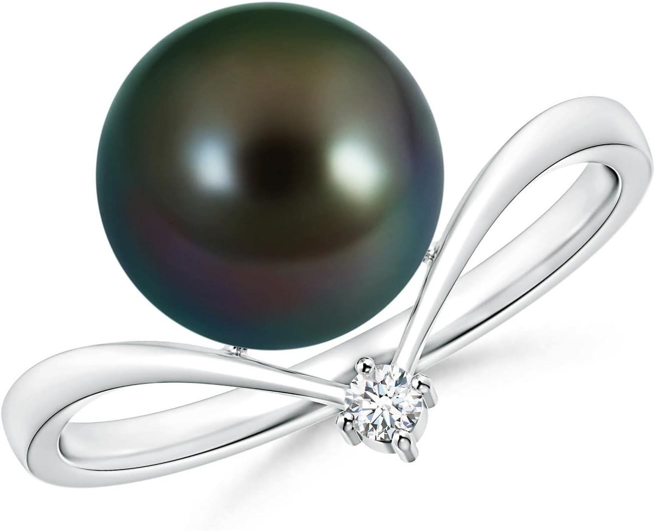 Angara Tahitian Cultured Pearl Solitaire Ring for Women in Sterling Silver/14K Solid Gold | June Birthstone, Birthday, Engagement, Anniversary, Wedding Jewelry Gift for Women