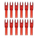 PATIKIL Bogenschießen Nocken Pfeilnocken 4,2 mm, 12 Stück Kunststoffeinsatz Pfeil Nocken Ersatz Pfeilschäfte für Bogenschießen Schießen Jagd Compound Recurve Bogen, Klar Rot
