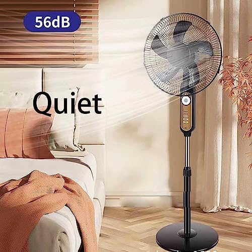16" Solar Powered Fan with Remote Control & Solar Panel - 4 Speed Floor Standing Fan with Night Light - Eco-Friendly Black Cooling Solution for Home & Outdoor