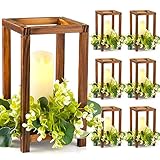 Neoflavie 6 Set Wooden Wedding Lantern Centerpiece, Lantern Candle Holder for Farmhouse Candle Lantern for Table Fireplace, Perfect for Table Decoration & Country Barn Weddings(No Candles & Flowers)
