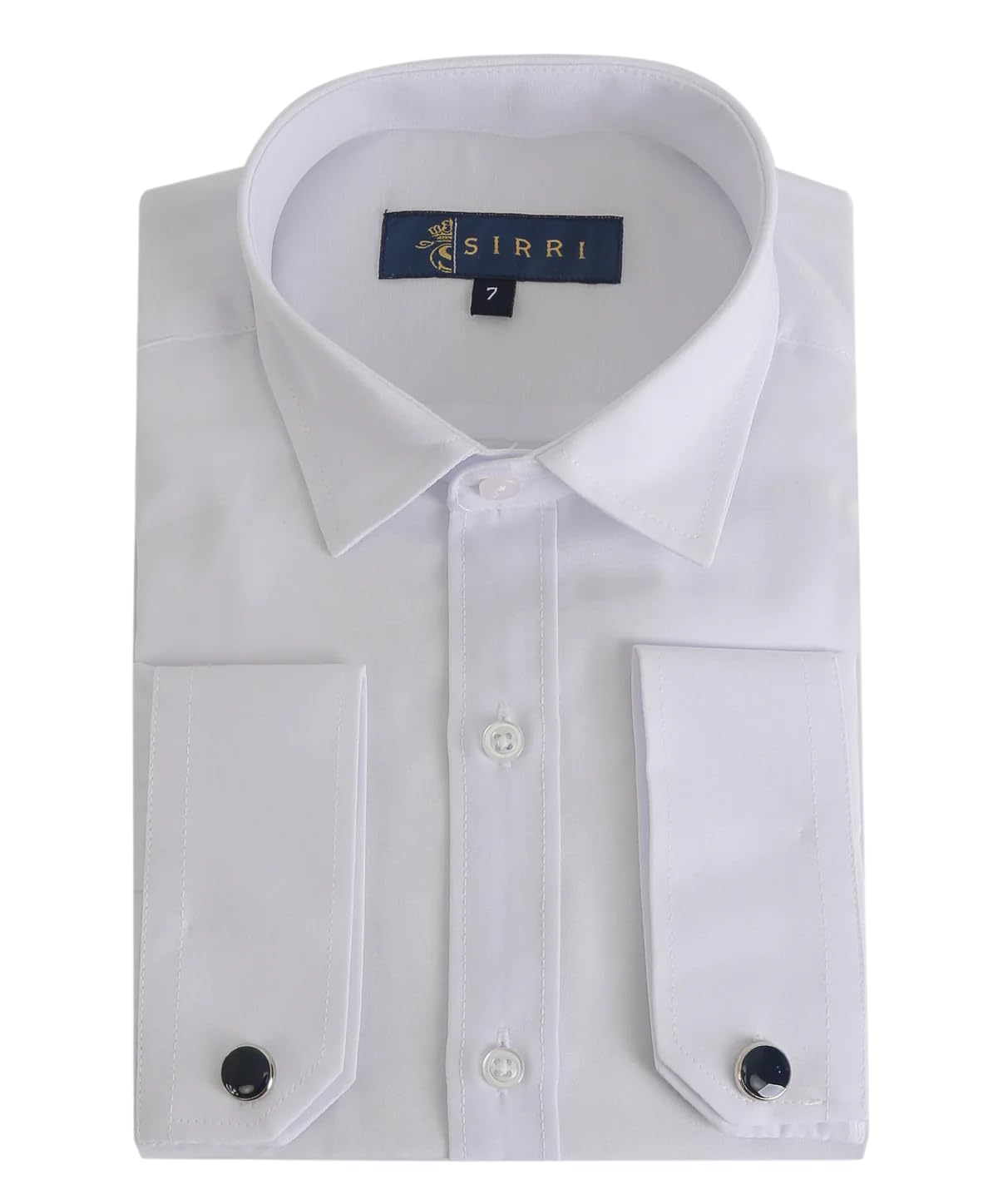 SIRRI Chemise habillée à Manches Longues Coupe Slim pour garçon avec col Classique et Boutons de Manchette en Blanc Taille 4-5 années