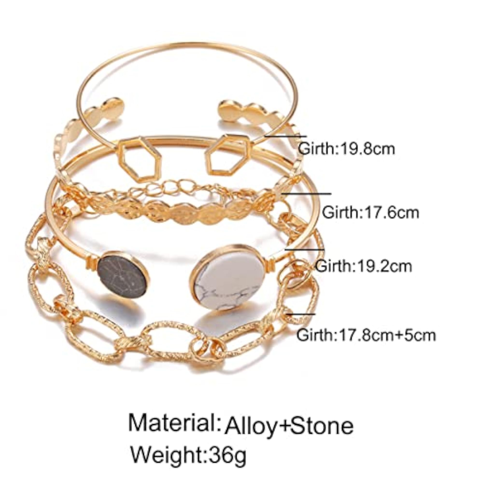 Geometric Stackable Bracelet Set of 4