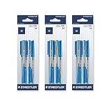 staedtler 430 ballpoint fine Bolígrafo de calidad extremadamente largo con tapa y tinta y clip de regulación de tinta para evitar arañazos y borrones.