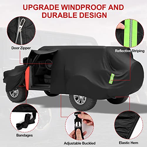 Image of Full Exterior Cover Custom,for Fit 1997-2023 Jeep Wrangler 2 Door JK JL TJ YJ CJ,210T Fabric is Windproof and Waterproof