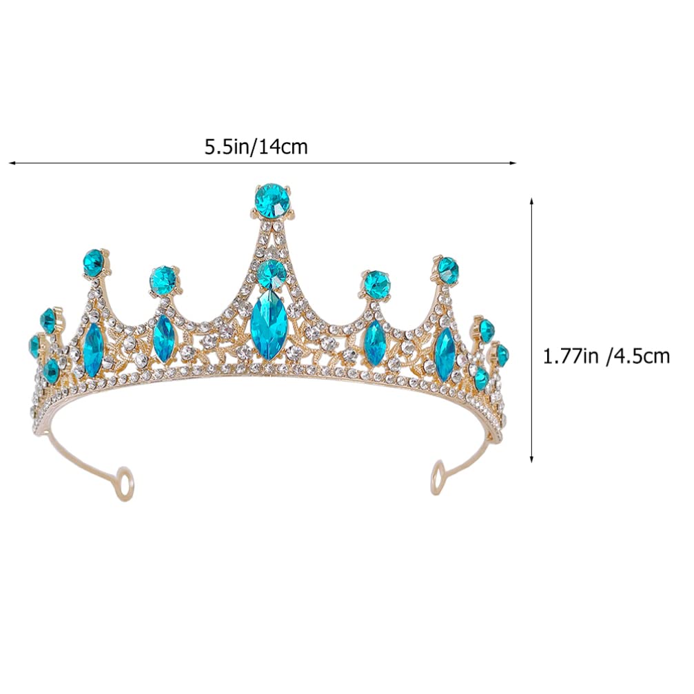 Diadème De Couronne Vert Et Strass - Pour Mariage, Déguisement Princesse, Fête - En Alliage De Zinc, 13.5 X 16.2 Cm - 6