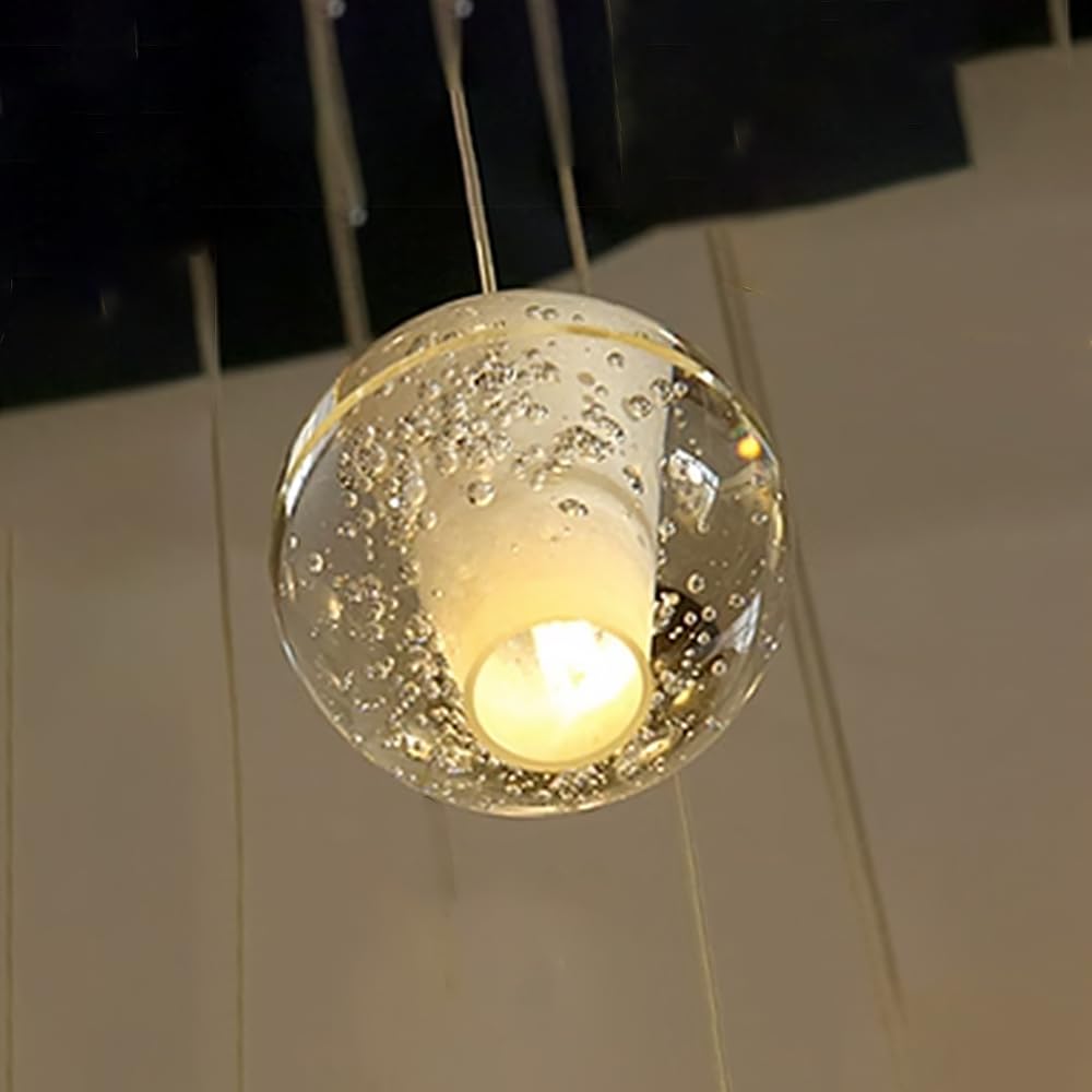 Celestial Cascade Crystal Chandelier Stairwell Pandent Lighting LED Raindrop Bubble Ceiling Stair Light Fixture Living Room Hotel Hallway Foyer Entryway (1-Light)
