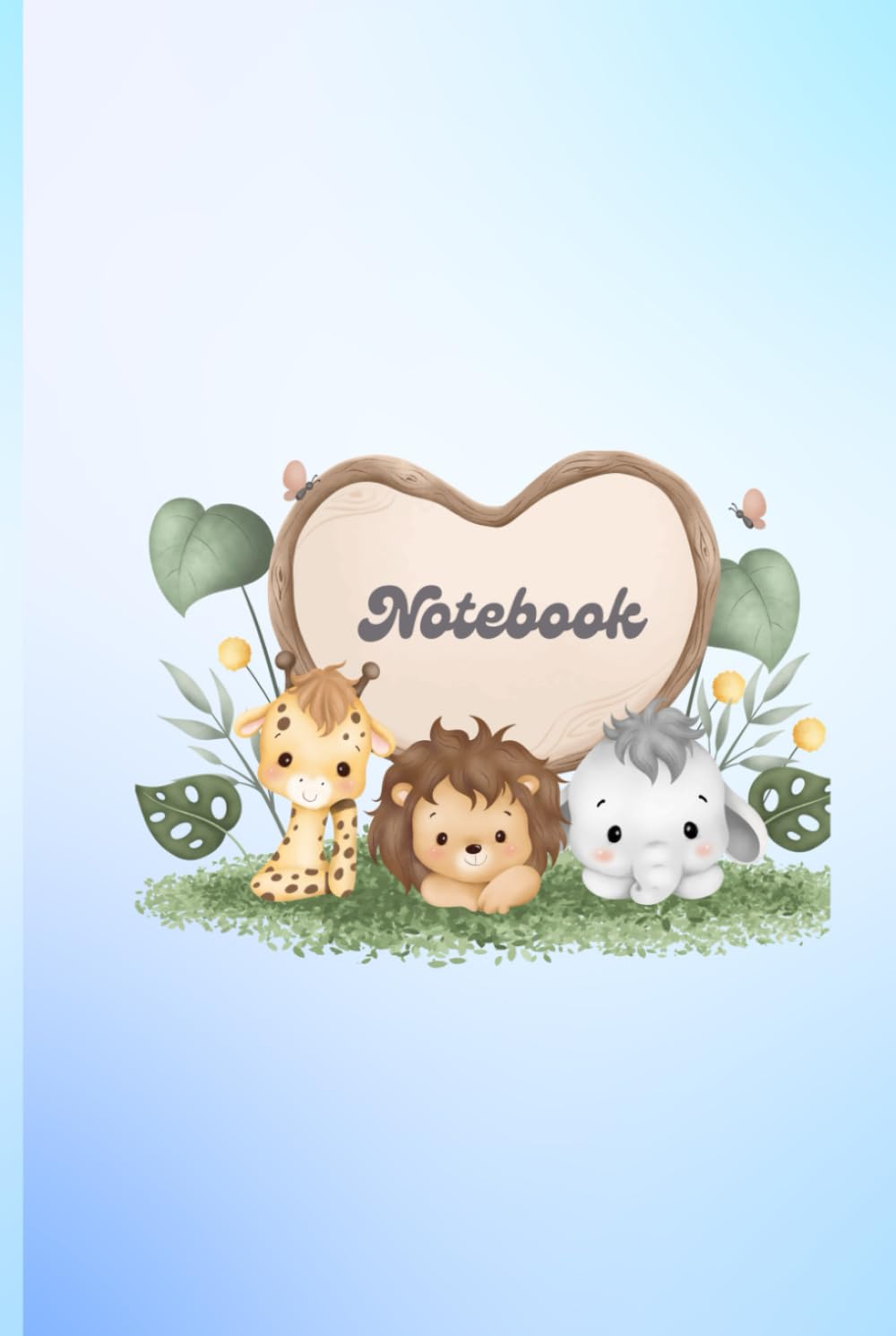 Notebook: Notebook -wide ruled premium white papir interior and stylized with the animals on the cover Journal for Kind