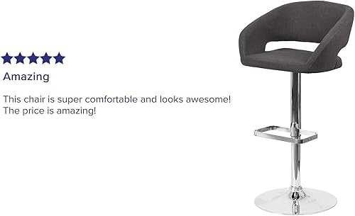 Miniatura 115 de Flash Furniture Erik Taburete de bar contemporáneo de altura ajustable con reposapiés y respaldo medio redondeado, taburete tapizado de altura de