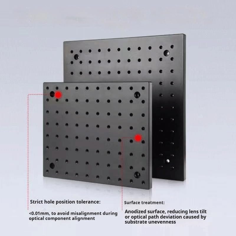 Placa plana óptica de apertura M6 de aleación de aluminio: placa de panal duradera for plataformas ópticas y uso en bancos de trabajo(200x250x13mm)