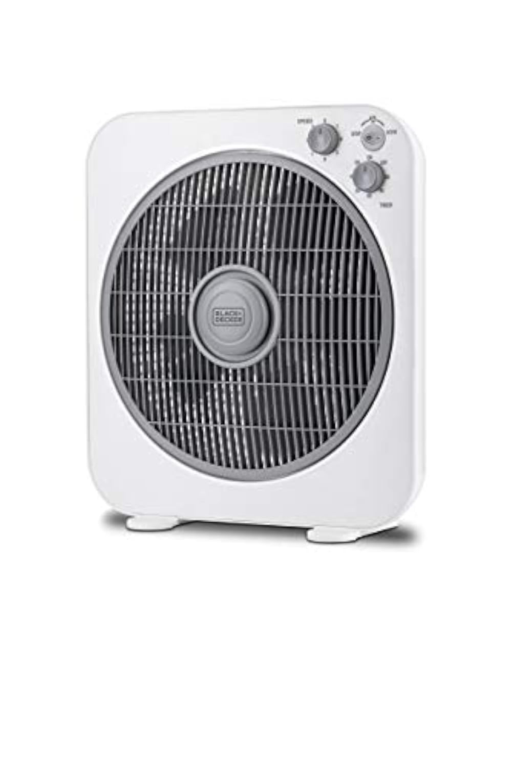 BLACK+DECKER Box Desk Fan, 40W, 12 Inch, 5 Blade Enhanced Airflow System, 3 Speeds, Bi-Directional, Adjustable Louvre Control, Portable, Durable Construction, ECO Friendly, White - FB1220-B5