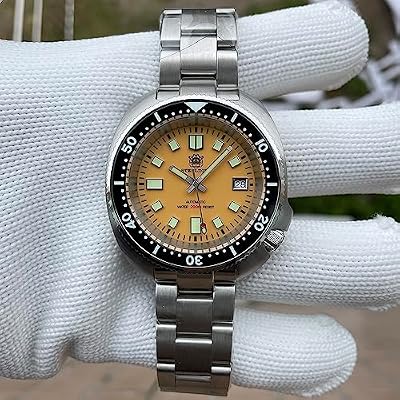 Steeldive SD1974, 6105 Turtle Captain Willard, NH35, Sapphire, Yellow, Bracelet and Rubber Strap, BNIB