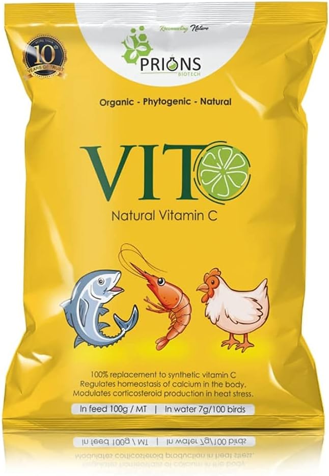 Natural Vitamin C for Birds, Fish & Aquatic Animals with Extracts of Carrissa carandas, Moringa oleifera, Tamarindus Indica, Citrus Fortified and Minerals - 500 g