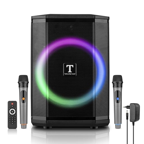 Image of TRONICA Hulk Rowdy PartyPal 2026 Upgraded 8 inch 80W Karaoke Portable Bluetooth Speaker with Dual Wireless Mic, TWS, USB, SD, FM, AUX, Recording & Remote | 6H Playback