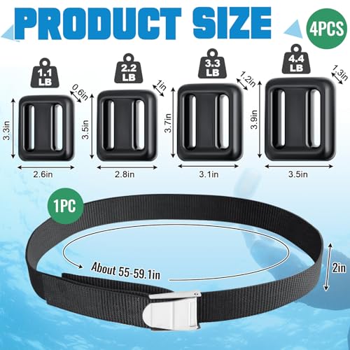 Tellegloww 4 Pcs Dive Weights Belt for Scuba Diving Coated Dive Weights Nylon Dive Belt with Metal Quick Release Buckle for Free Diving Spear Fishing (1.1lb, 2.2lb, 3.3lb,4.4lb) by Tellegloww - Image 2