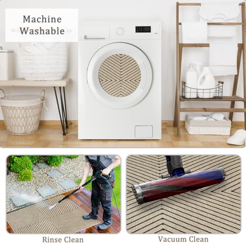 Caknowow Front Door Mat Indoor Entrance Boho Easy Jute 32x48 Inch Entryway Rugs Washable Dirty Trapper Entry Mat Low Profile Thin Waterproof Rugs for Entrance Front Door Mudroom(Line) by caknowow - Image 5