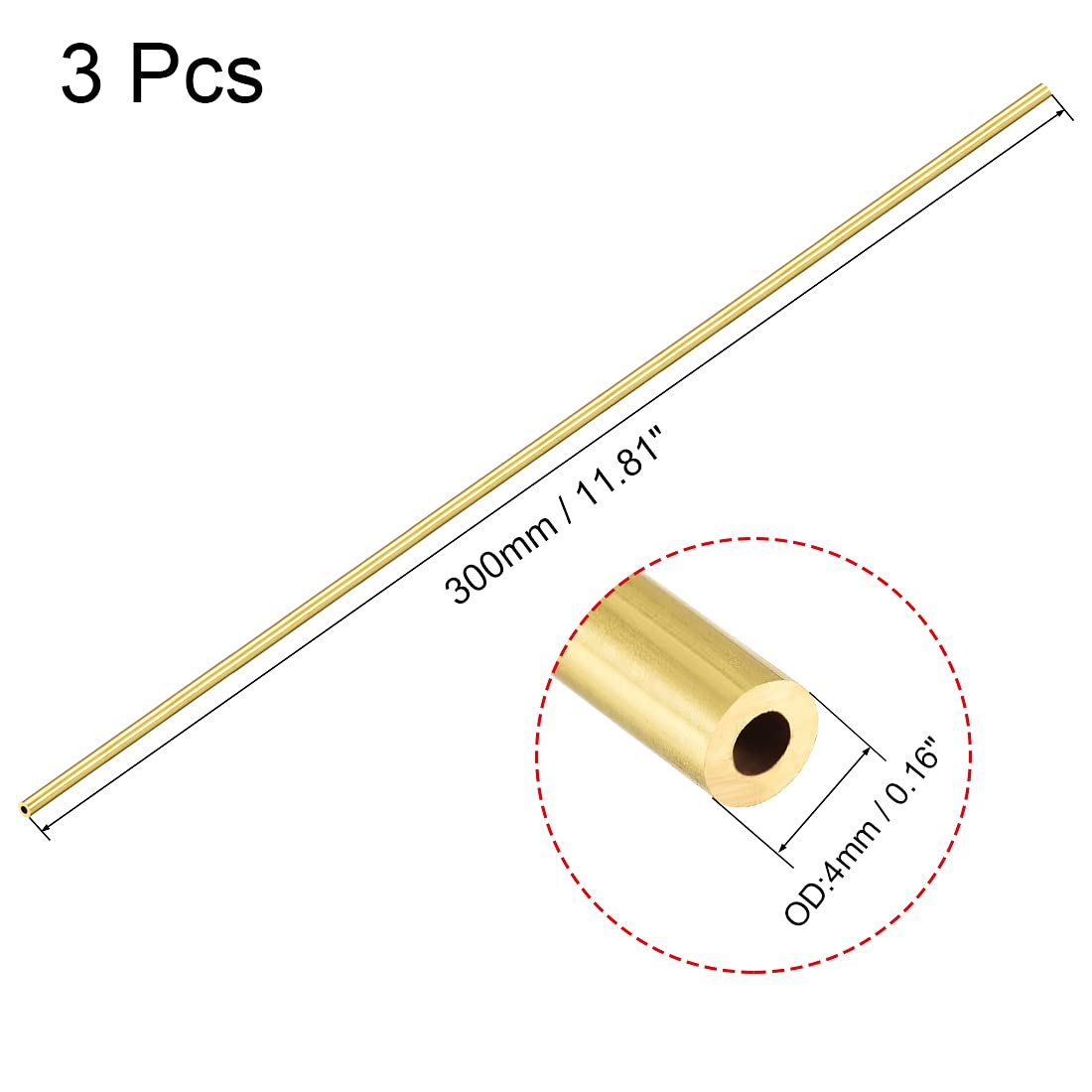 Tuyau Tube Laiton SOURCING MAP 4mm Diamètre Extérieur 1mm