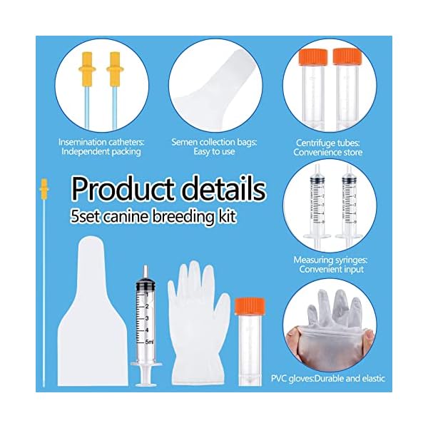 ABDA 5 Set AI Artificial Insemination Dog Breeding Kit,Canine Breeding Kit Pet Supplies Artificial Breeding Pipette Canine Semen Collection Sleeves for Small and Medium Breeds ABDA 5 Set AI Artificial Insemination Dog Breeding Kit,Canine Breeding Kit Pet Supplies Artificial Breeding Pipette Canine Semen Collection Sleeves for Small and Medium Breeds