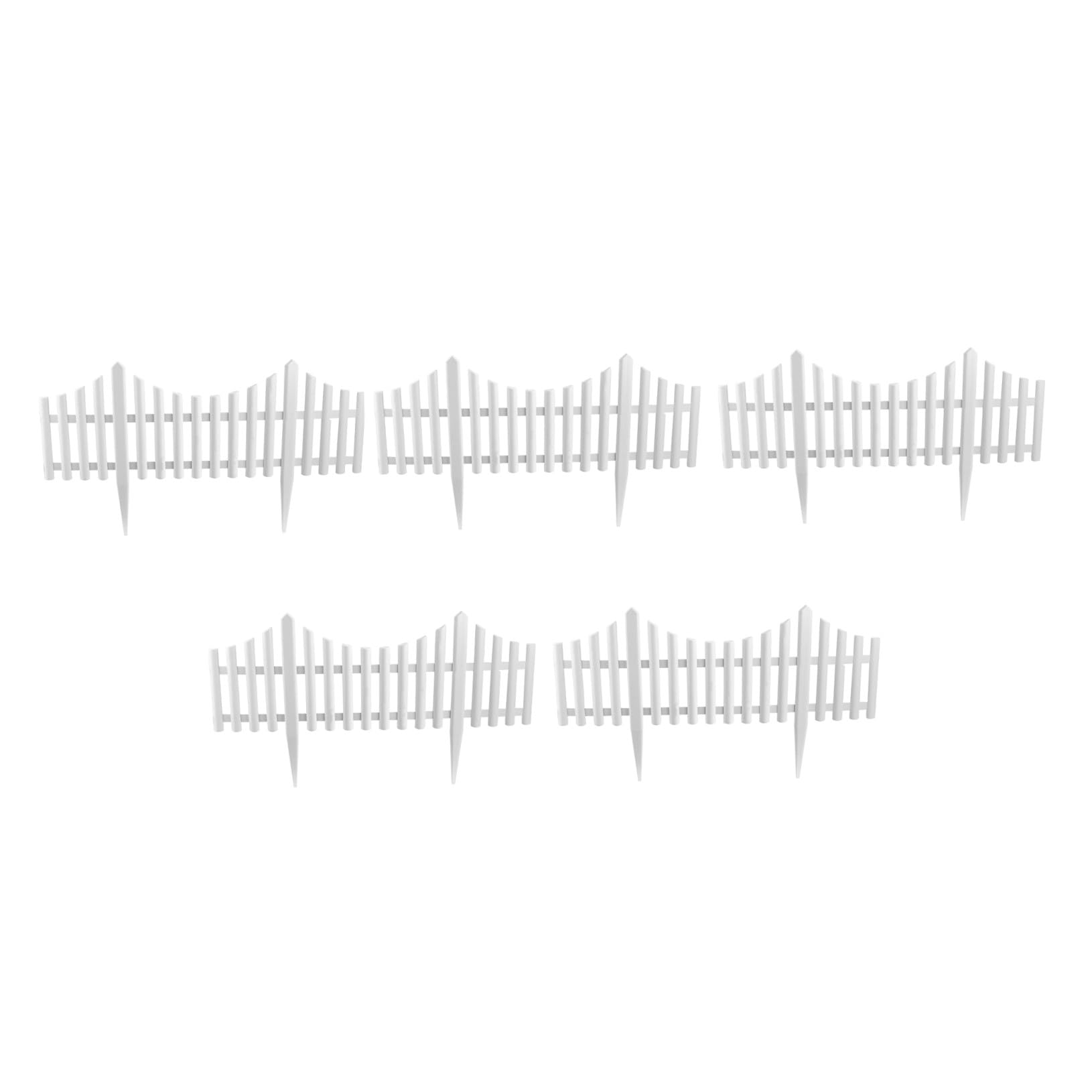 - Set di 5 recinzioni per aiuole, in plastica, Effetto Legno, Colore: Bianco