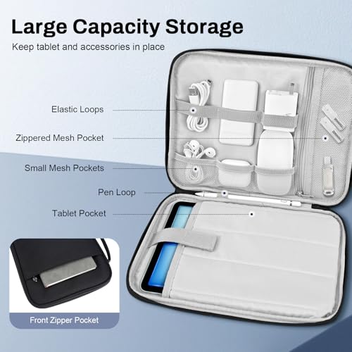 Dadanism 9-11 Inch Tablet Sleeve Padded Carrying Case with Handle, Protective Travel Bag for iPad A16 11" 2025, iPad Air M4/Pro M5 11", iPad 10th Gen 10.9", iPad 10.2", Galaxy Tab A11+ 11", Black by Dadanism - Image 3