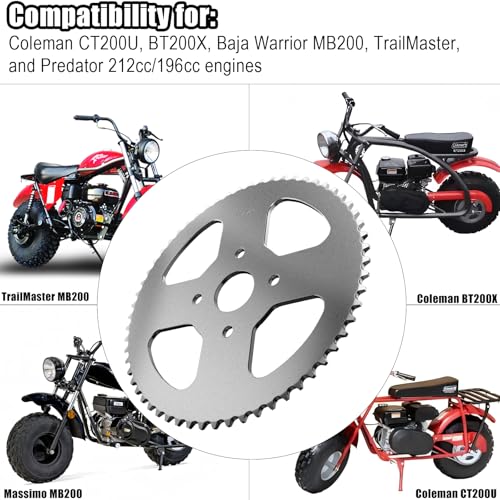 Image of JNDO Mini Bike Sprocket 60 Tooth Sprocket 420 Chain 40mm Bore for Coleman Mini Bike, Baja Warrior, TrailMaster, Predator 212cc 196cc Powersports Go Kart Parts