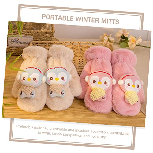 Homoyoyo 1pair Cartoon Penguin Plush Mitts Cute Warm Decorative Gloves for Boys and Girls and Adults for Cold Weather and Fun Style2