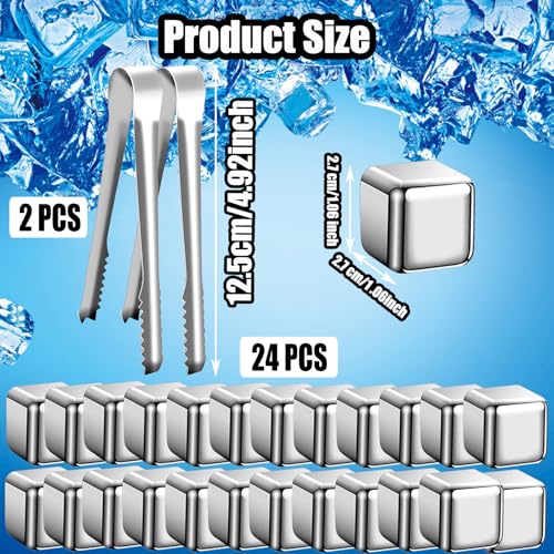 Cubitos de Hielo de Acero Inoxidable Reutilizables 24 Piezas miniatura 2