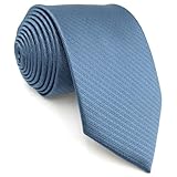 S&W SHLAX&WING Tie for Men Steel Blue Neckties Solid Color Classic Size Necktie