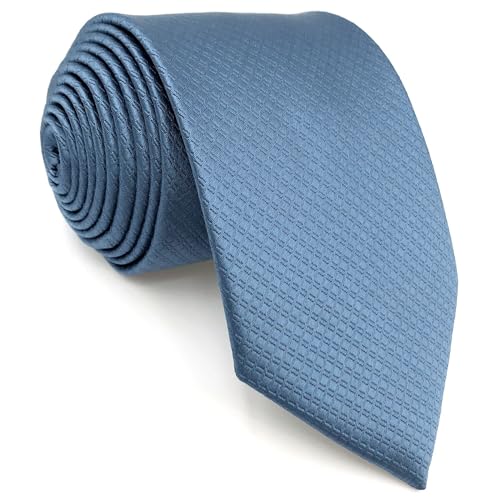 S&W SHLAX&WING Gravata masculina Gravata Azul Aço Cor Sólida Gravata Extra Longa