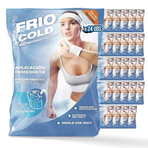 PRACTICOSA Bolsa de Frío Instantáneo. Bolsa Higiénica de Un Solo Uso. Sensación Rápida e Inmediata para uso externo. Compresas de Frío Multiusos. 14x19 cm. 24 Unidades