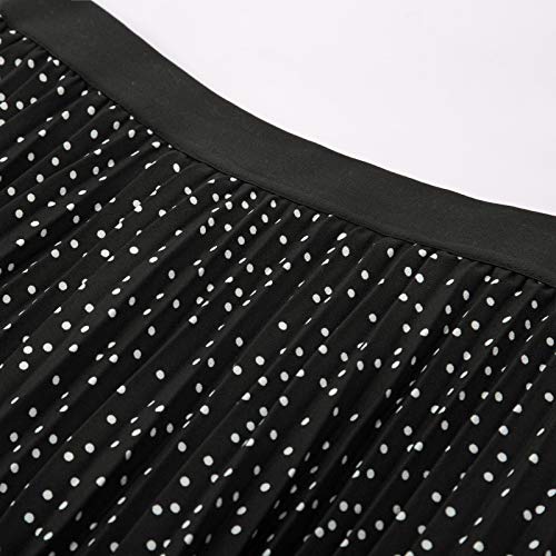 image for Kate Kasin Women's High Waisted Flared A-line Skirt Black Polka Dots S