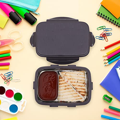 Image of JAYPEE Inner Stainless Steel Insulated Lunch Box Wavesteel Sr. Raider Grey, 600 ml, Airtight Tiffin Box for School Kids |Spillproof with Silicon Seal | BPA Free