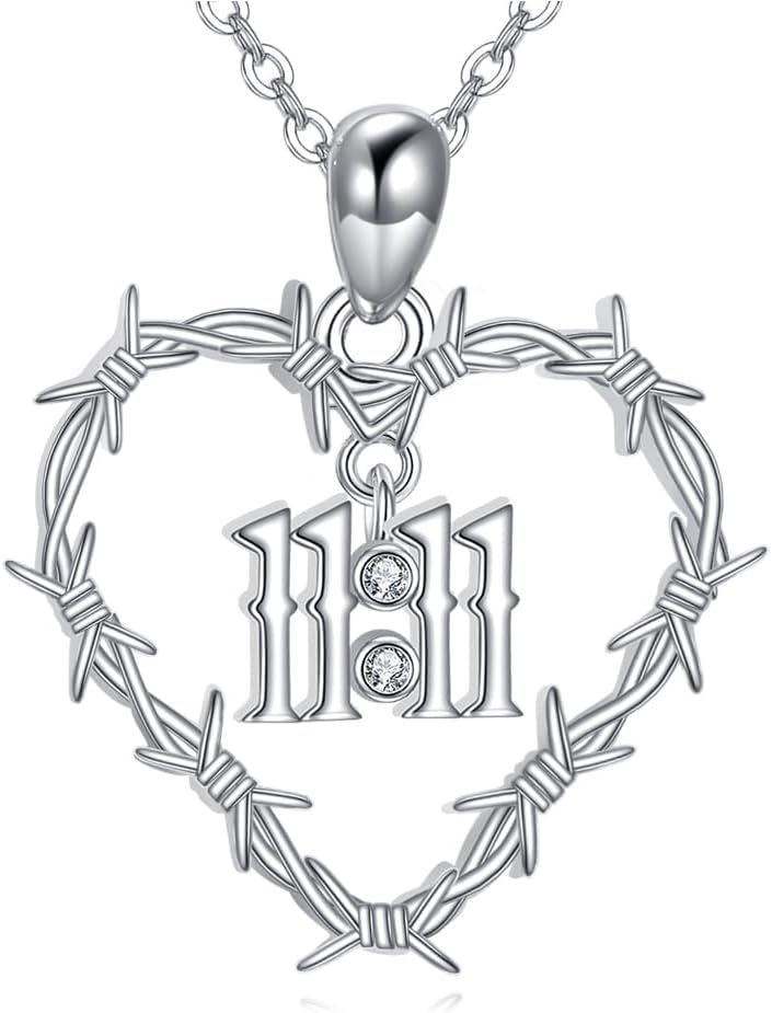 YAFEINI Angel Number Necklace 925 Sterling Silver 1111/222 Necklace Numerology Jewelry Gift for Women