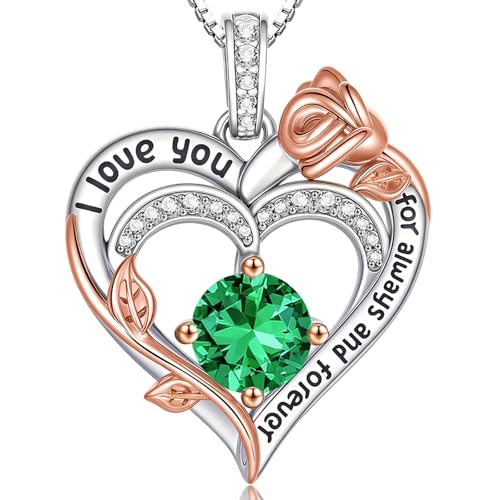 FXE Rose Birthstone Heart Necklace