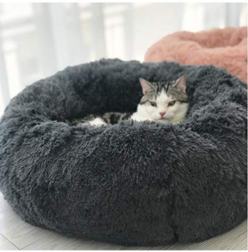 KongEU Deluxe weich Hundebett Sofa waschbar Rundes Plüsch Hundekissen Katzenbett in Doughnut-Form für große und extra große Hunde,Wasserfeste Unterseite-XXL:120CM-dunkelgrau