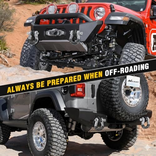 Image of Nilight Heavy Duty Mega D-Ring Shackles(2 Pack) w / 7 /8″ Screw Pin & isolators, 68,000 lb Break Strength(17,000 lb WLL), Forged Steel Off-Road Recovery Shackles for Tow Strap & Winch Gear, Silver Gray