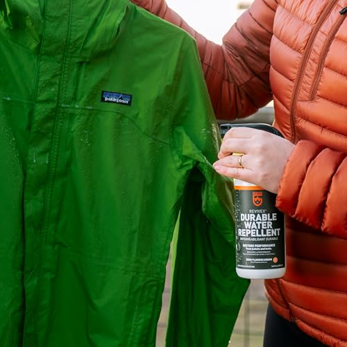Image of GEAR AID Revivex Durable Water Repellent (DWR) Spray for Waterproof Jackets, Rain Gear, Gore-TEX, Tents & Camping Gear - Restore Waterproofing & Breathability, Various Sizes