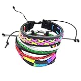 Armband in Lederoptik mit tollen Farben aufgepeppt: türkis, rot, grün, weiß, neon pink, neon gelb uvm.