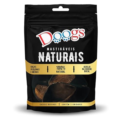 Cascos de Boi Mastigáveis Naturais Doogs para Cães de Raças Pequenas e Médias, 100% Natural, Longa D