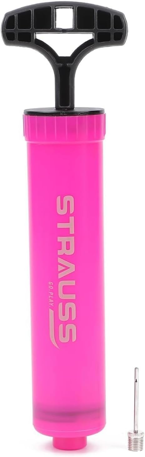 Strauss Hand Air Pump for Sports | Suitable for Football, Volleyball, Basketball, Rugby, Soccer Ball, Other Inflatable Balls | Air Inflator with Stainless Steel Pin (1 pcs), (Pink)