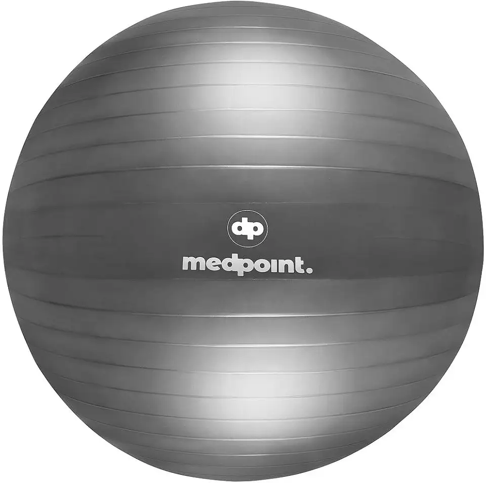 Bola de Pilates 65cm Cinza Fitness Yoga Ginástica em Casa Suporta 300kg Antiestouro Ideal para Abdominais Fisioterapia Inclui Bomba e Facilidade de Limpeza Fortalecimento e Flexibilidade Garantidos