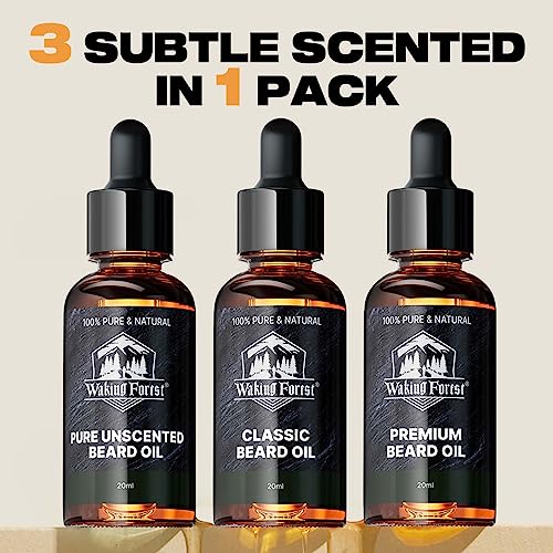 Beard Oil Set For Men Growth Beard Softener For Men Beard Care Kit For Men Itch Relief Beard Growth Oil 100% Natural Ingredients Beard Conditioner 3 Sceneted 3 Pack Strengthens Beard Nourish Skin #TOP6